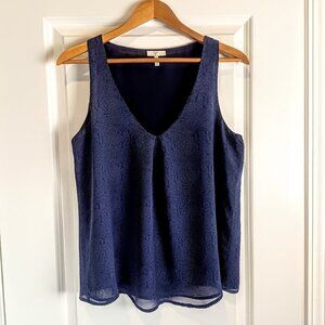 Joie Navy Blue Snakeskin Print Silk Sleeveless Tank Top